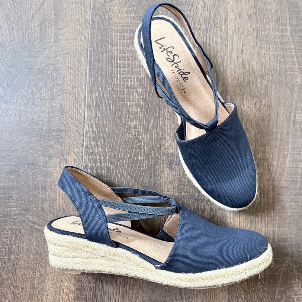 NIB LifeStride Katrina 2 Espadrille Wedge Sandal | Navy | 7.5 - Picture 8 of 8